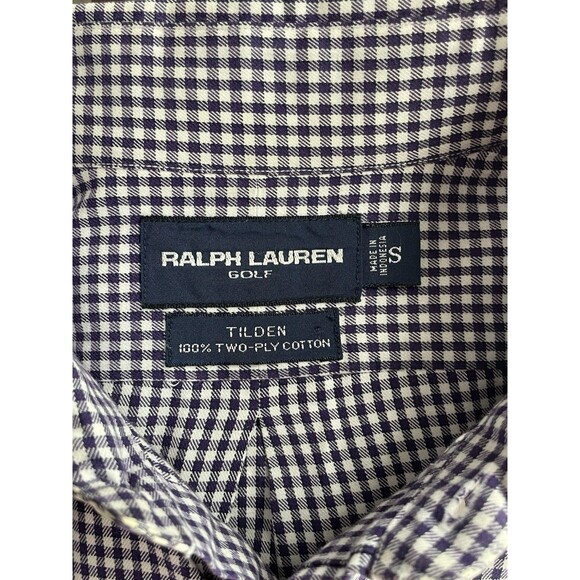 Mens Ralph Lauren Golf Tilden Button Up Shirt Size Small Checker Long Sleeve - Picture 5 of 6